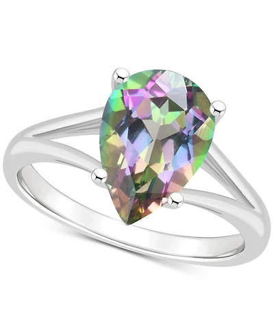 Mystic Topaz Pear Split Shank Solitaire Ring (3-5/8 ct. t.w.) Sterling Silver (Also Pink Topaz)