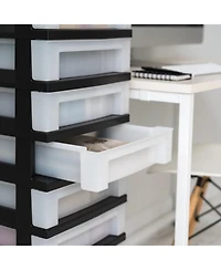 Iris 9-Drawer Storage Cart with Organizer Top, Black