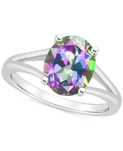 Mystic Topaz Oval Split Shank Solitaire Ring (3-5/8 ct. t.w.) Sterling Silver (Also Pink Topaz)