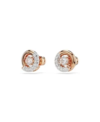 Swarovski Round Cut, White, Rose Gold-Tone Plated Dextera Stud Earrings