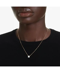 Swarovski Stilla Pendant, Square Cut, White, Gold-Tone Plated Necklace