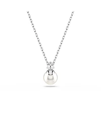 Swarovski Matrix Pendant, Crystal Pearl, Round Cut, White, Rhodium Plated Necklace