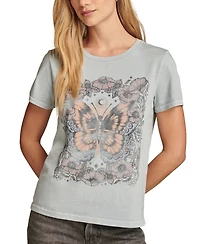 Lucky Brand Women's Cotton Floral Butterfly Classic T-Shirt