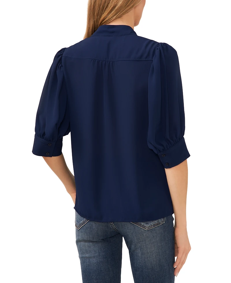 CeCe Women's 3/4-Sleeve Collared Button Down Top