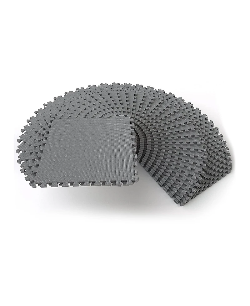 BalanceFrom Fitness 144 Sq Ft Interlocking Eva Foam Exercise Mat Tiles, Gray