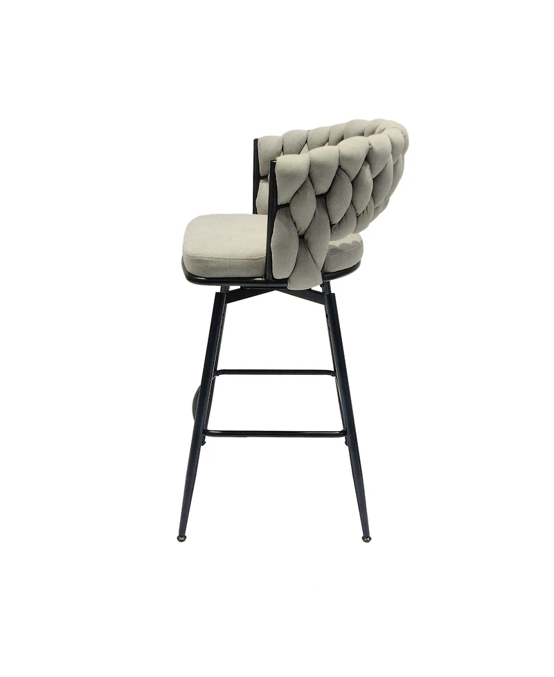 Simplie Fun Modern Woven Swivel Bar Stools with Comfortable Upholstered Seat