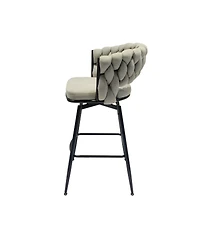 Simplie Fun Modern Woven Swivel Bar Stools with Comfortable Upholstered Seat