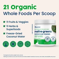 NativePath Native Greens Superfood Powder – Organic Greens, Spirulina, Beet Root Powder, Digestive Enzymes, Probiotics, Nightshade-Free, Natura
