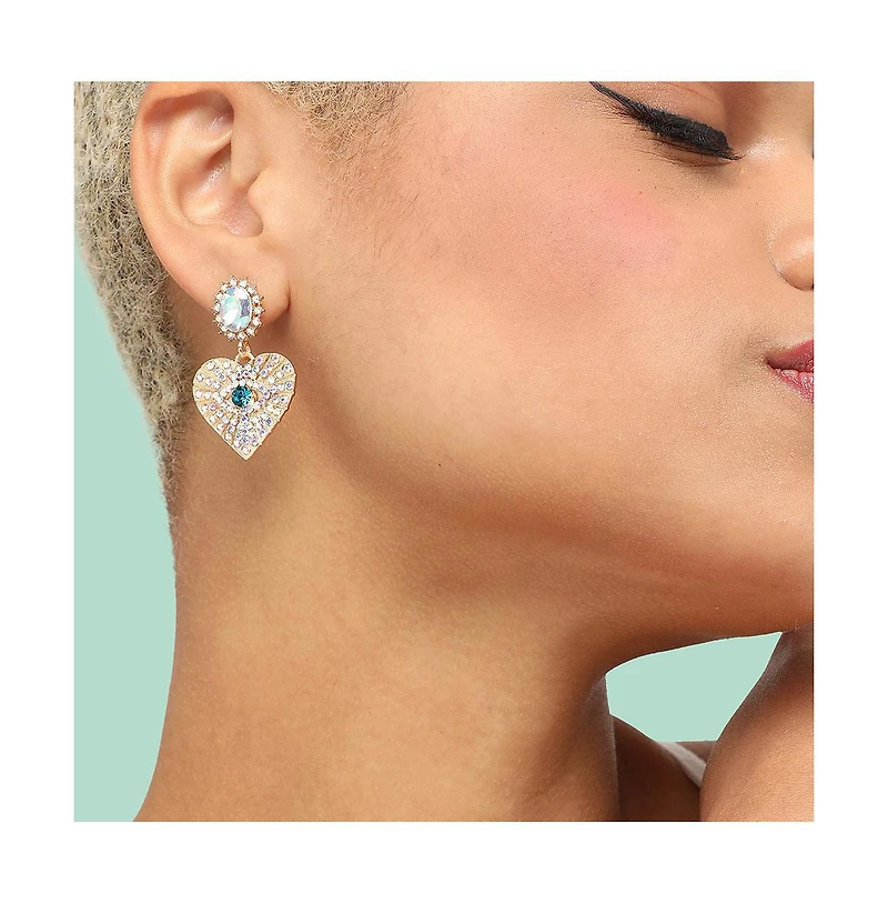 Sohi Women's Eye Heart Drop Earrings