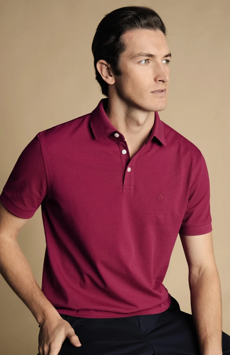 Charles Tyrwhitt Men's Solid Short Sleeve Cotton Pique Polo