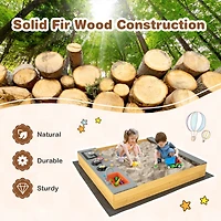 Slickblue Wooden Sandbox Kids Sand Pit with Kitchen Playset Accessories for 3-8 Years Old