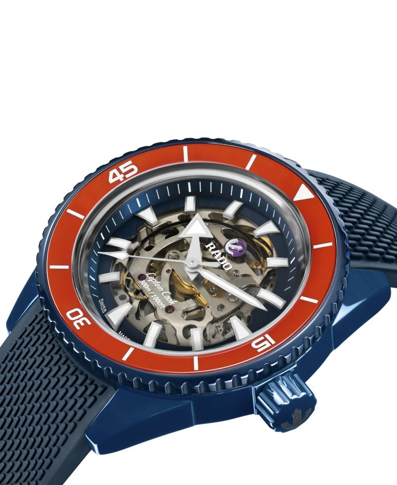 Rado Men's Swiss Automatic Captain Cook Navy Blue High-Tech Ceramic Bracelet Watch 43mm