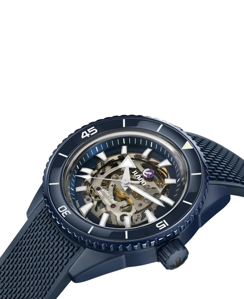 Rado Men's Swiss Automatic Captain Cook Navy Blue Rubber Strap Watch 43mm