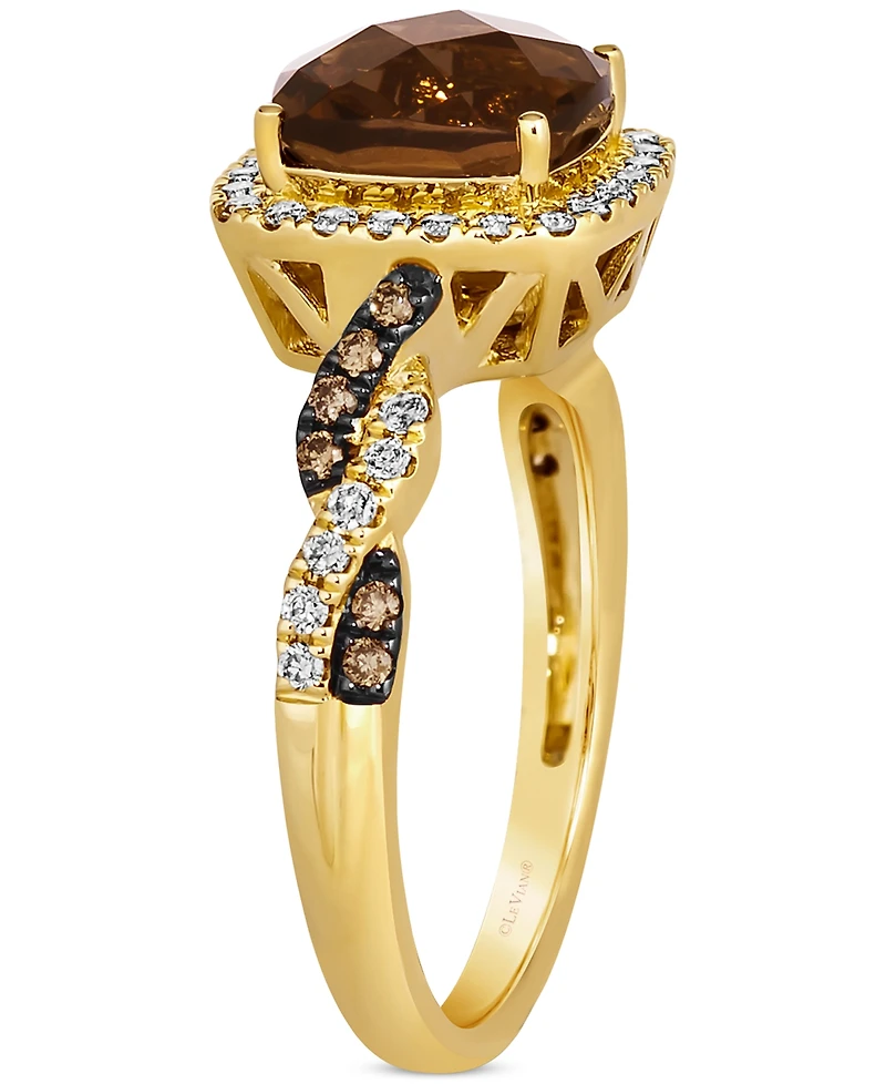 Le Vian Chocolate Quartz (2 ct. t.w.) & Diamond (1/3 ct. t.w.) Halo Braided Ring in 14k Gold