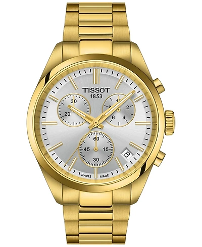 Tissot Men's Swiss Chronograph Pr 100 Gold-Tone Stainless Steel Bracelet Watch 40mm