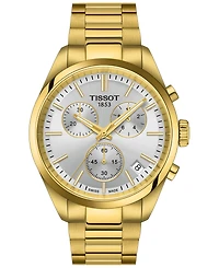 Tissot Men's Swiss Chronograph Pr 100 Gold-Tone Stainless Steel Bracelet Watch 40mm