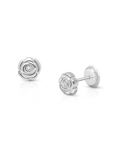 Tiny Blessings Children's 14K Gold Blushing Rose Studs Girls' Screw Back Earrings
