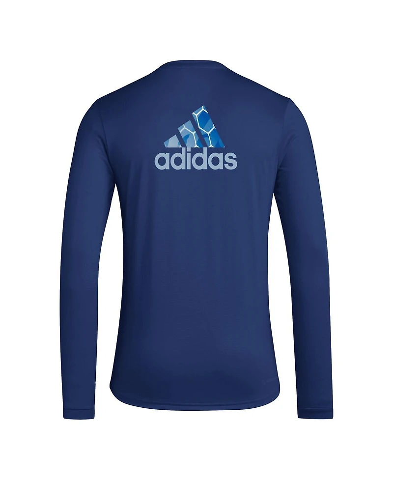 Adidas Men's Navy Sporting Kansas City Local Pop Aeroready Long Sleeve T-Shirt