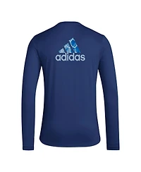Adidas Men's Navy Sporting Kansas City Local Pop Aeroready Long Sleeve T-Shirt