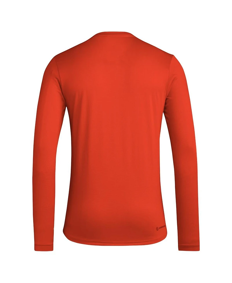 Adidas Men's Orange Houston Dynamo Fc 2024 Jersey Hook Aeroready Long Sleeve T-Shirt
