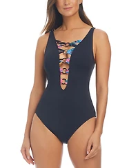 Bleu by Rod Beattie Women's Plunge-Neck One-Piece Swimsuit