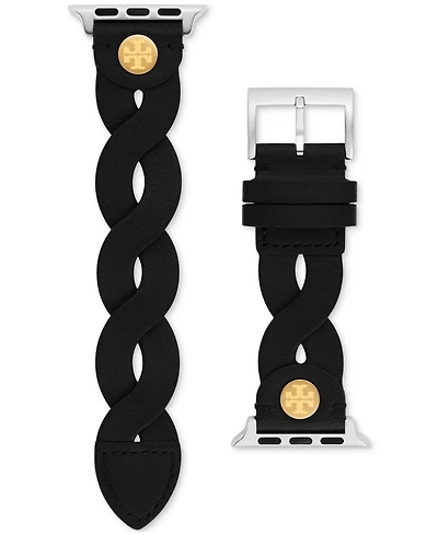 Tory Burch Women's Black Braided Leather Band for Apple Watch 38-45mm