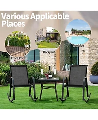 2 Pce Patio Rocking Chair Heavy-Duty Metal Rocker Outdoor Anti-Slip