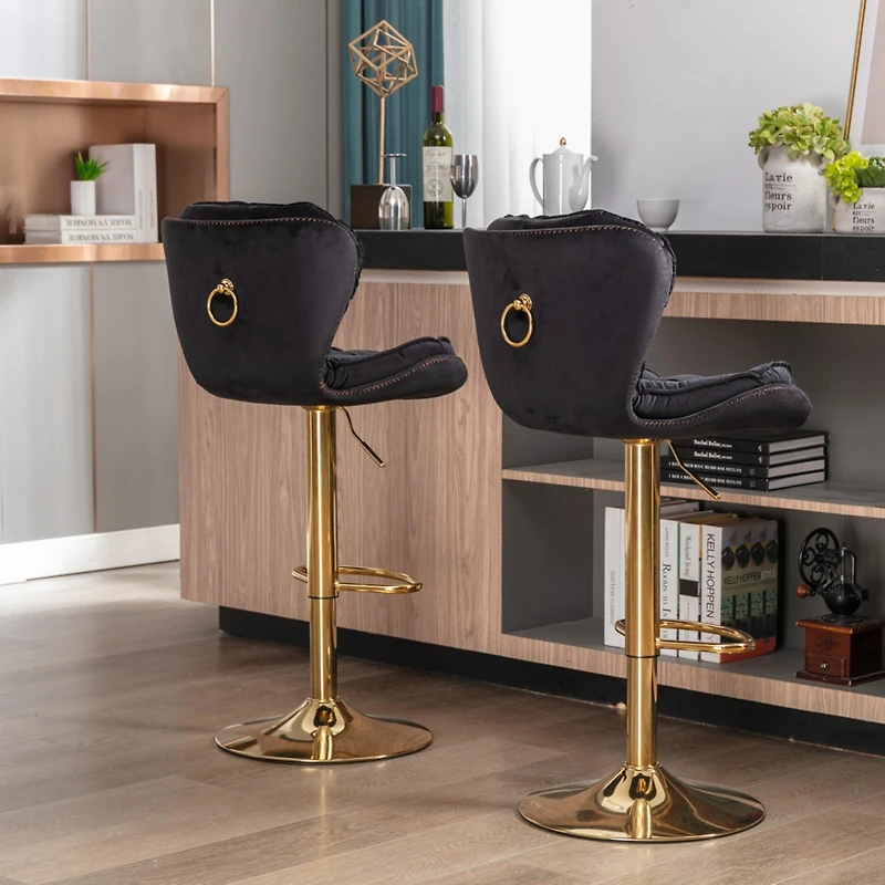 Streamdale Chrome Swivel Bar Stools with Adjustable Lift