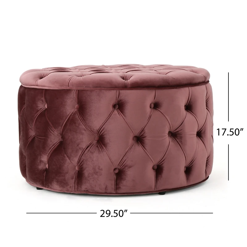 Streamdale Ottoman Velvet Modern Glam Button Tufted