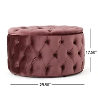 Streamdale Ottoman Velvet Modern Glam Button Tufted