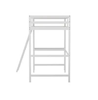 Emma+Oliver Ridley Twin Wood Loft Bed Frame With Protective Guardrails And Integrated Desk Ladder For Use Any 6-8" Thick Mattress