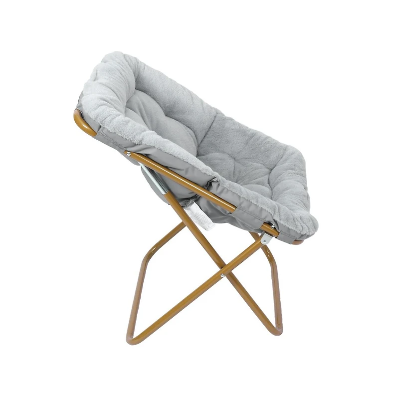 Emma+Oliver Aisling Oversized Folding Saucer Chair And Ottoman For Dorm, Bedroom