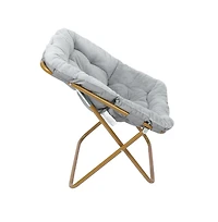 Emma+Oliver Aisling Oversized Folding Saucer Chair And Ottoman For Dorm, Bedroom
