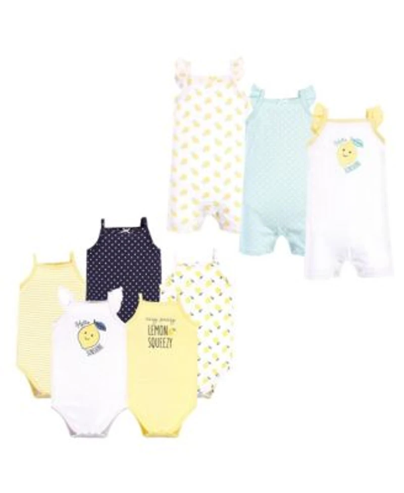 Hudson Baby Baby Girls Hudson Cotton Bodysuits Rompers 8 Piece