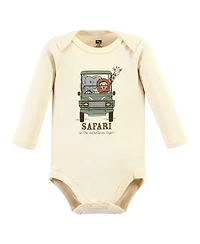 Hudson Baby Boys Unisex Soft Cotton Long-Sleeve Bodysuit 5Pk