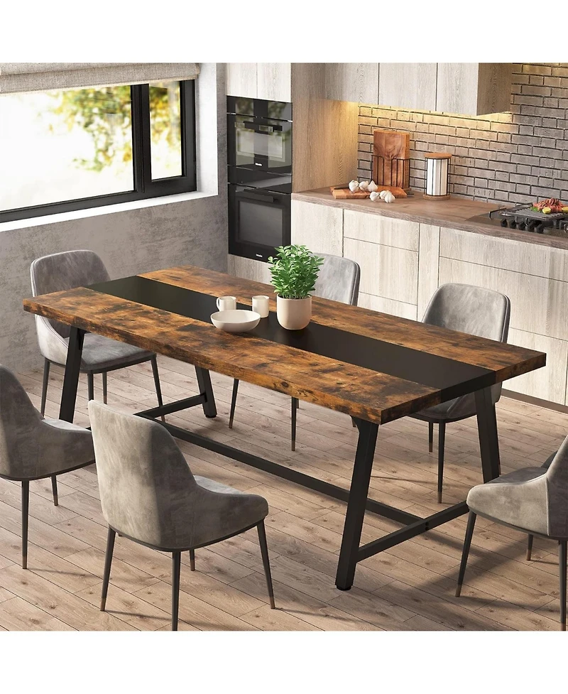 Tribesigns Dining Table for 8 People, 70.87-inch Rectangular Wood Kitchen Table with Strong Metal Frame, Industrial Large Long Dining Room Table