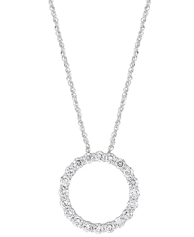 Grown With Love Lab Grown Diamond Circle Pendant Necklace (1 ct. t.w.) in 14k White or Yellow Gold, 16" + 2" extender