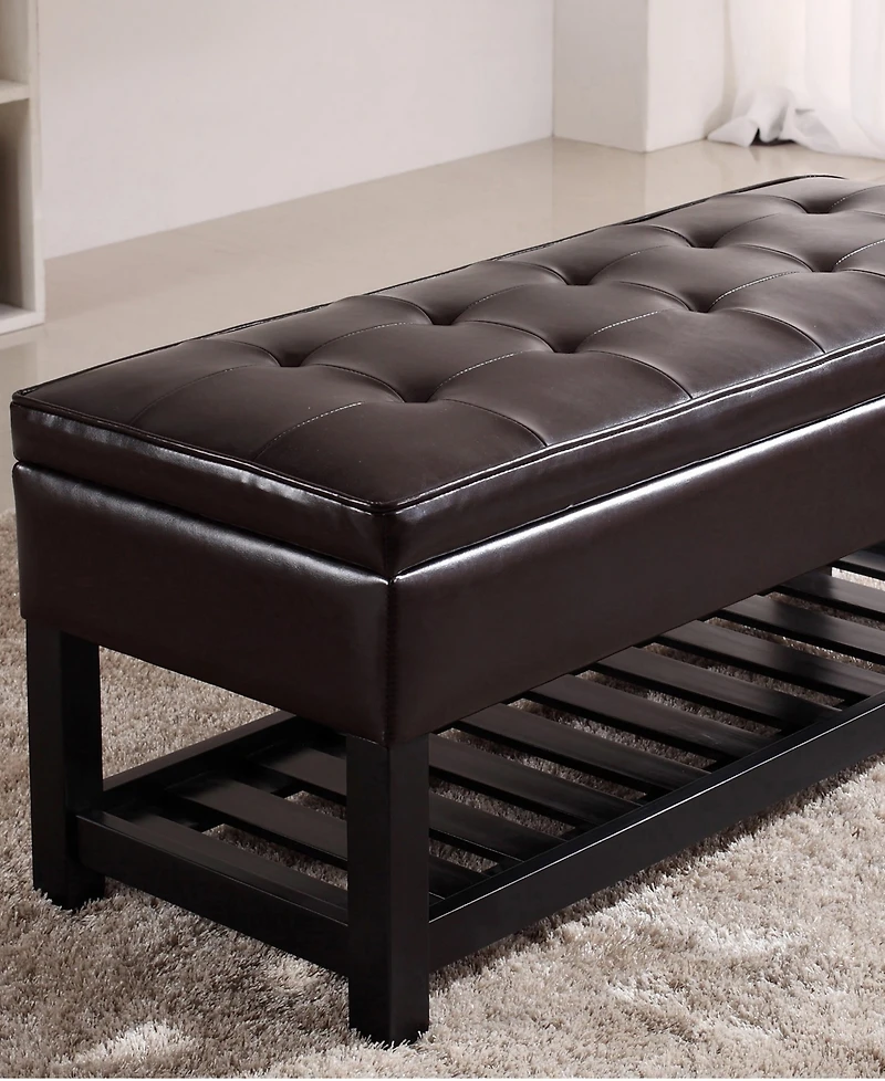 Verona Faux Leather Storage Ottoman with Shelf