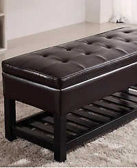 Verona Faux Leather Storage Ottoman with Shelf