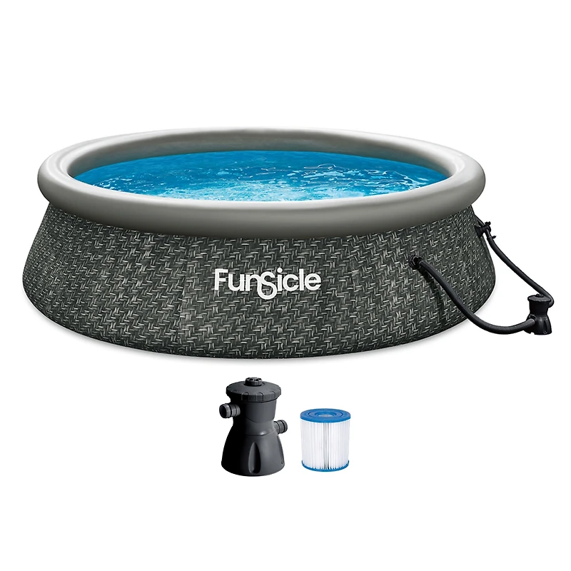 Funsicle 10' x 30" QuickSet Ring Top Above Ground Swimming Pool, Herringbone