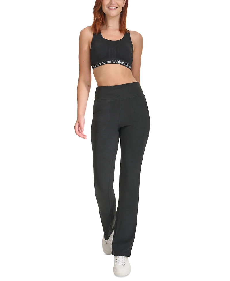 Calvin Klein Performance Women's Tech Waffle-Knit Flare-Leg Pants