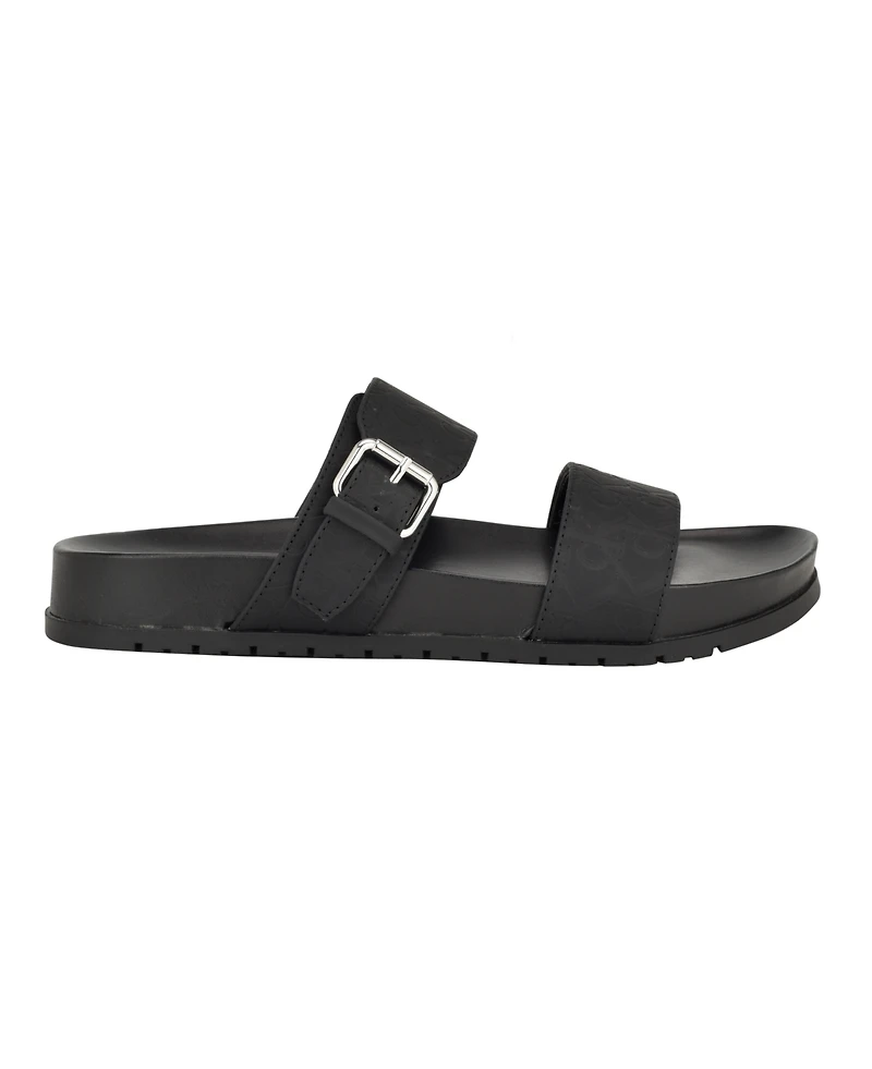Calvin Klein Women's Landesa Double Band Flat Slip-On Sandals