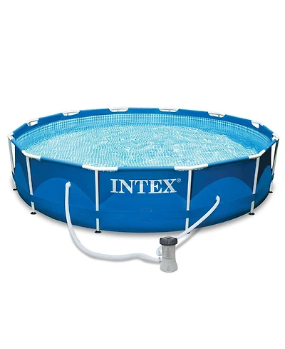 Intex 12ft x 30in Metal Frame Set Above Ground Swimming Pool with Filter