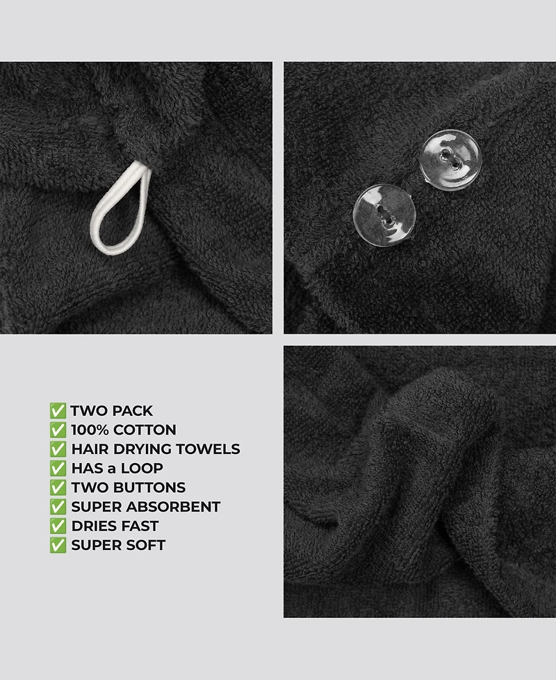 American Soft Linen 2-Pack Hair Drying Towels, 26" x 13"