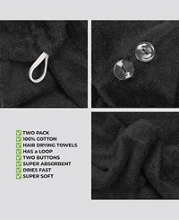 American Soft Linen 2-Pack Hair Drying Towels, 26" x 13"