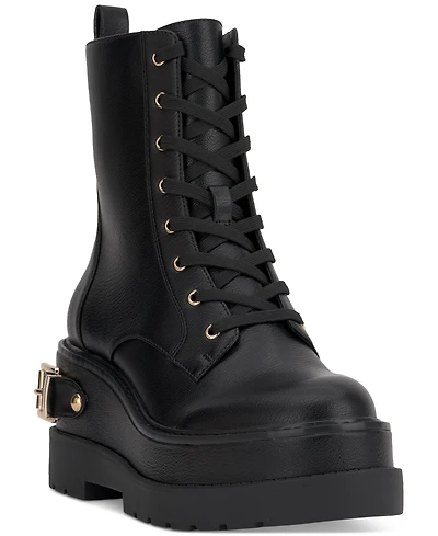 Jessica Simpson Women's Imelda Lace-Up Platform Wedge Combat Booties