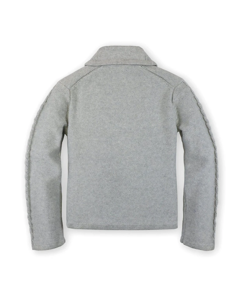 Hope & Henry Girls' Long Sleeve Shawl Collar Cable Sweater Blazer, Toddler