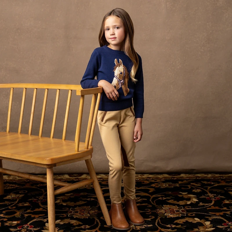 Hope & Henry Girls Horse Intarsia Pullover Sweater