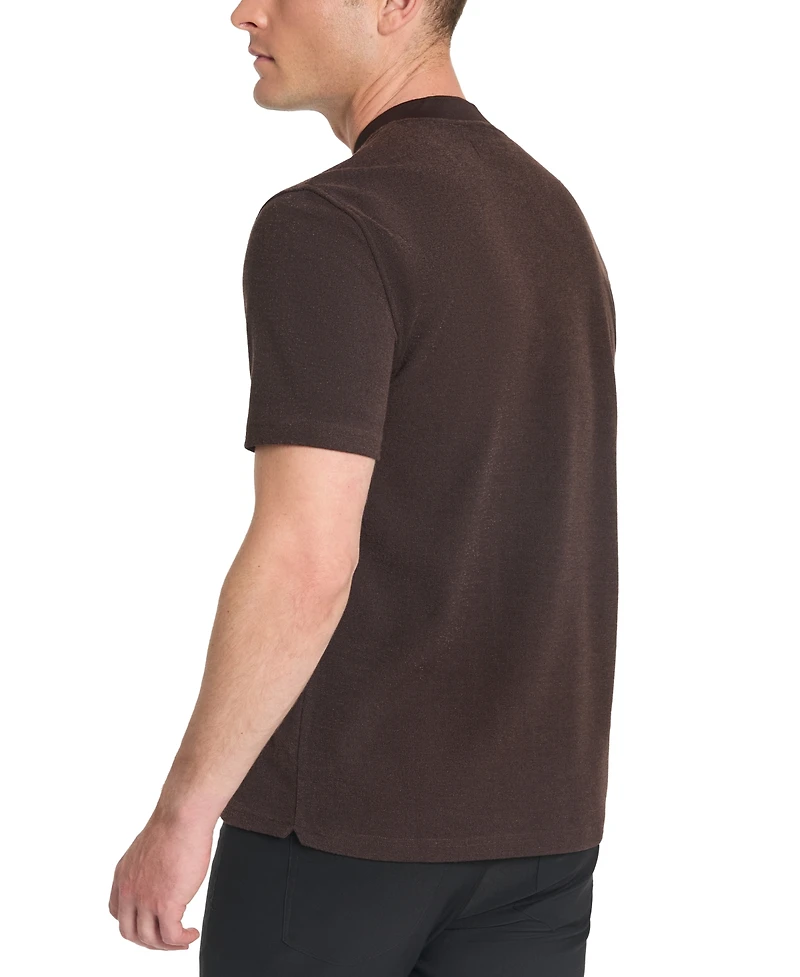 Kenneth Cole Men's Textured-Knit Bomber-Collar Performance Henley