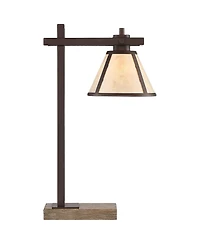 Maricopa Rustic Farmhouse Desk Table Lamp with Usb and Ac Power Outlet in Base 21.25" High Bronze Wood Mica Shade for Living Room Bedroom House Bedsid